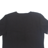 STUDIO I Petite Womens Cropped Blouse Black V-Neck L