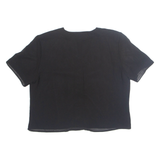 STUDIO I Petite Womens Cropped Blouse Black V-Neck L