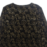 NOTATIONS Womens Printed Blouse Black Long Sleeve Crazy Pattern M