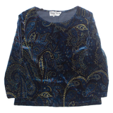 RONNI NICOLE Petite Womens Printed Blouse Blue 90s Silk Crazy Pattern M