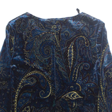 RONNI NICOLE Petite Womens Printed Blouse Blue 90s Silk Crazy Pattern M