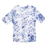 BETH BARCLAY Womens Printed Blouse Blue V-Neck Crazy Pattern L