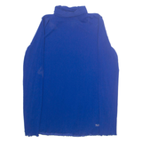 Womens Blouse Blue High Neck Long Sleeve S