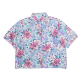 BRANDTEX Womens Printed Shirt Blue Collared Floral S