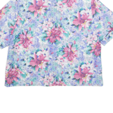 BRANDTEX Womens Printed Shirt Blue Collared Floral S