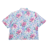 BRANDTEX Womens Printed Shirt Blue Collared Floral S
