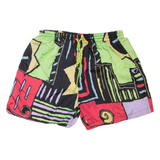 Lined Mens Sports Shorts Black Crazy Pattern XS W28