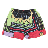 Lined Mens Sports Shorts Black Crazy Pattern XS W28