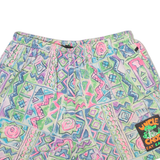 UNCLE CROCS Mens Swimming Shorts Green Crazy Pattern XS W24