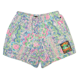 UNCLE CROCS Mens Swimming Shorts Green Crazy Pattern XS W24