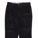 ROUNDTREE AND YORKE Mens Corduroy Trousers Black Relaxed Straight W38 L27