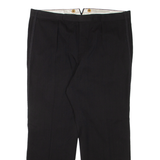 Pleated Mens Trousers Black Regular Straight W39 L28