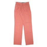 Pleated Womens Trousers Red Relaxed Straight W28 L36