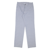 LUTTEURS Houndstooth Workwear Mens Trousers Blue Regular Straight W30 L33