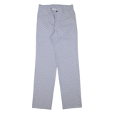 LUTTEURS Houndstooth Workwear Mens Trousers Blue Regular Straight W30 L34