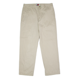 TOMMY HILFIGER Chino Mens Twill Trousers Beige Straight 90s W36 L32