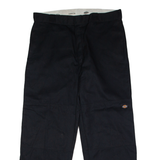 DICKIES Workwear Mens Twill Trousers Black Loose Straight W38 L30