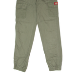 DICKIES Cuffed Cargo Workwear Womens Twill Trousers Green Slim Tapered W24 L29
