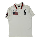 Age 10-12 Polo By Ralph Lauren Graphic Polo Shirt - Medium White Cotton