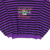 Striped Skydiving Mens Sweatshirt Purple Crew Neck S