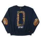 DFYNT Tiger Print Mens Sweatshirt Black Crew Neck 2XL