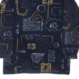 Patterned Mens Sweatshirt Black 1/4 Zip L