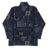Patterned Mens Sweatshirt Black 1/4 Zip L