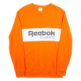REEBOK Oversized Mens Sweatshirt Orange Crew Neck XS