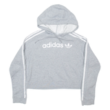 ADIDAS Cropped Womens Grey Hoodie UK 4