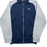 ADIDAS Mens Blue Hoodie Full Zip S