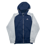 ADIDAS Mens Blue Hoodie Full Zip S