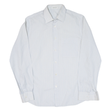 Mens Formal Shirt Blue Striped Long Sleeve M