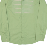Mens Plain Shirt Green Long Sleeve M
