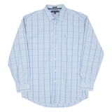 TOMMY HILFIGER Mens Shirt Blue Check Long Sleeve L