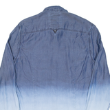 GUESS Mens Plain Shirt Blue Long Sleeve S