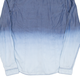 GUESS Mens Plain Shirt Blue Long Sleeve S