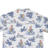 ROBERTO Mens Shirt White Crazy Pattern L