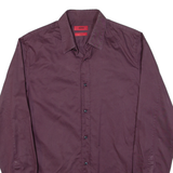 HUGO Slim Fit Mens Plain Shirt Purple Long Sleeve S