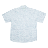 LETS GO Mens Shirt Blue Geometric L