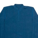 Mens Plain Shirt Blue Long Sleeve XL