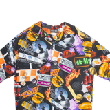 PULL & BEAR Mens Shirt Black Crazy Pattern S