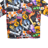 PULL & BEAR Mens Shirt Black Crazy Pattern S