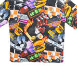 PULL & BEAR Mens Shirt Black Crazy Pattern S