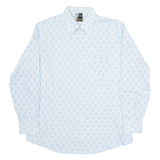 LUTTERS Mens Shirt Blue Geometric Long Sleeve M