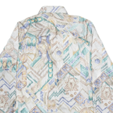 Zip Up Mens Shirt Brown Geometric Long Sleeve M