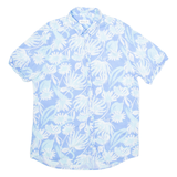 MOBACO Mens Hawaiian Shirt Blue Viscose Floral M