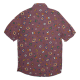 PULL & BEAR Mens Shirt Maroon Viscose Geometric S