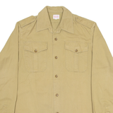 Mens Plain Shirt Brown Long Sleeve S