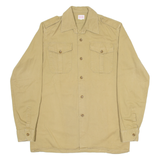 Mens Plain Shirt Brown Long Sleeve S