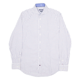 TOMMY HILFIGER Fitted Mens Shirt White Check Long Sleeve M